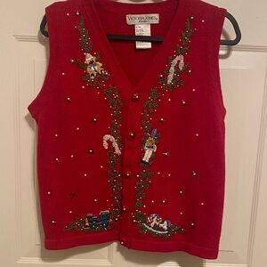 Victoria Jones Woman Festive Red Sweater Vest